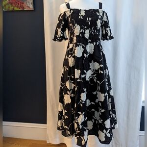 Soft Surroundings Divani Black Smocked Midi Dress Size XLPetite *Note Size*